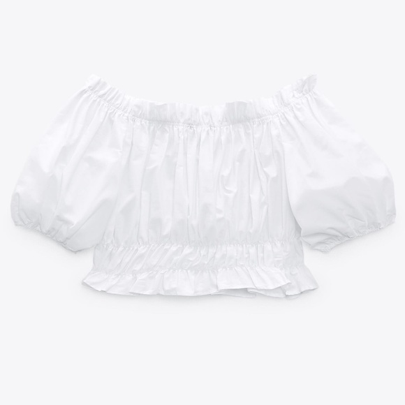 Zara Poplin Crop Top Size Large - Picture 2 of 5
